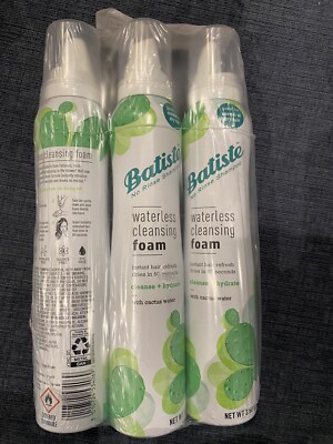 Batiste Waterless Cleansing Foam No Rinse Shampoo Cleanse Hydrate Cactus 3 Pack