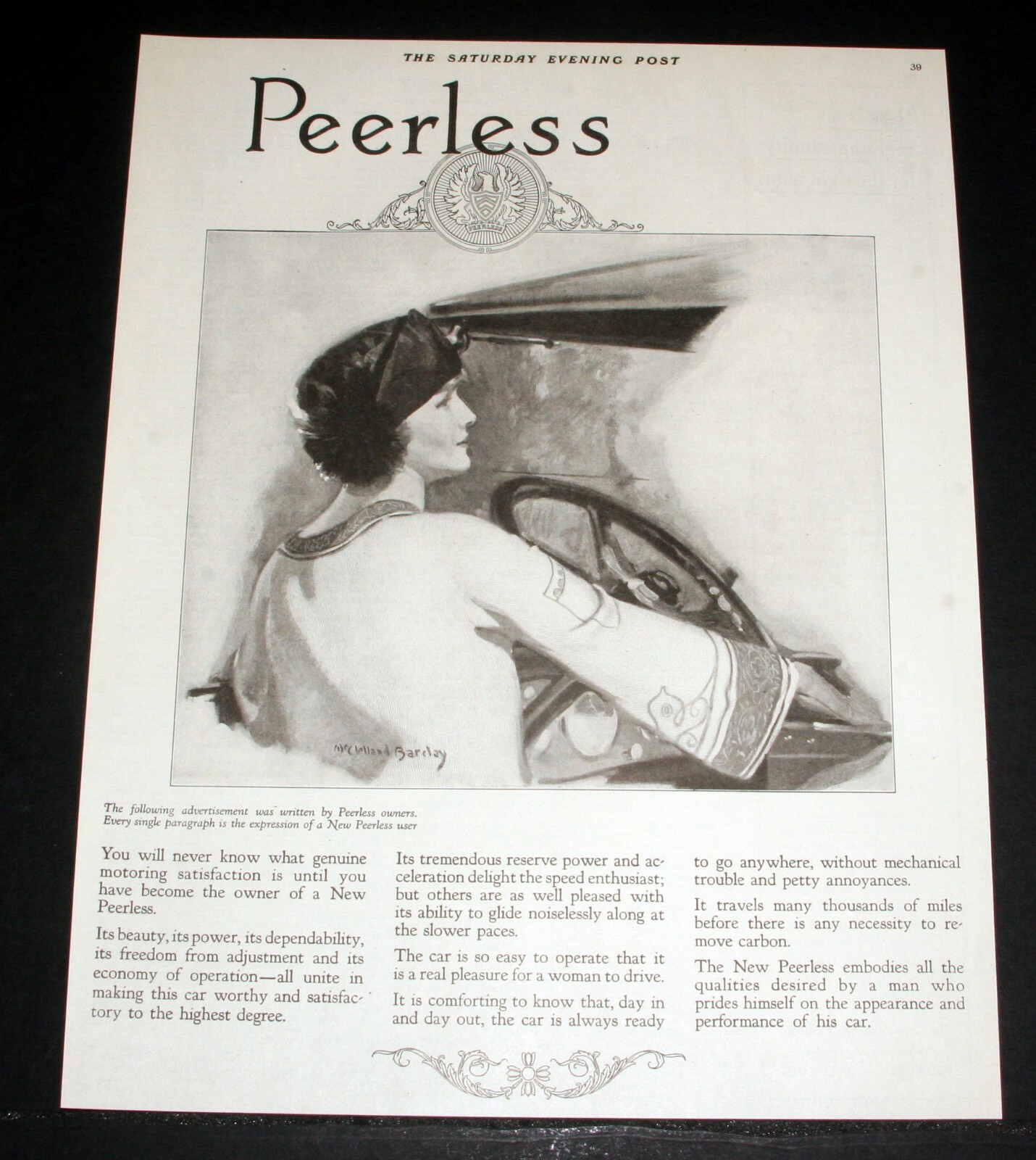 1923 OLD MAGAZINE PRINT AD, THE NEW PEERLESS MOTOR CAR, McCLELLAND BARCLAY ART! eBay