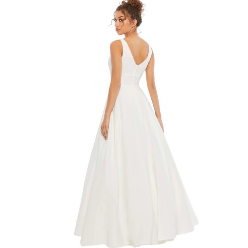 MacDuggal White Ball Gown Wedding Dress Minimalist NWT Size 14 - Picture 4 of 5