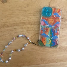 Iphone 15 Psychedelic Phone Case with wristlet strap attachable