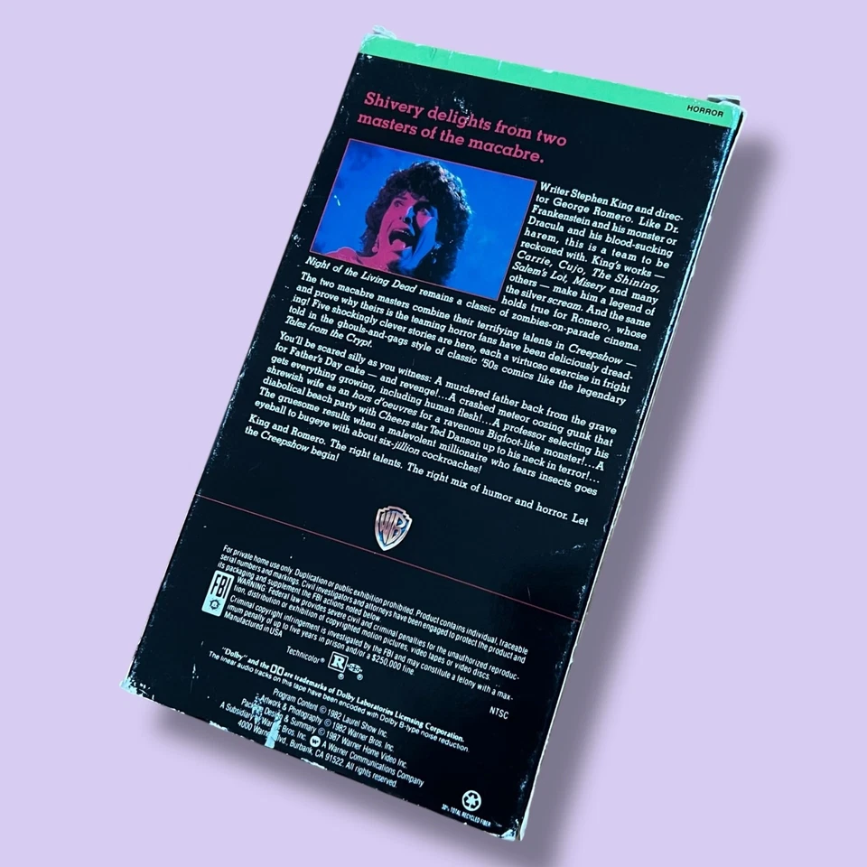 Creepshow VHS Tape 1982 1987 80s Stephen King Movie Stories George Romero Foto 2 de 4