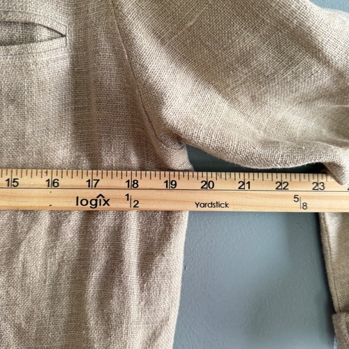 Neutral linen blazer jacket minimalist boxy fit vintage Casual Corner size 6 - Picture 4 of 8
