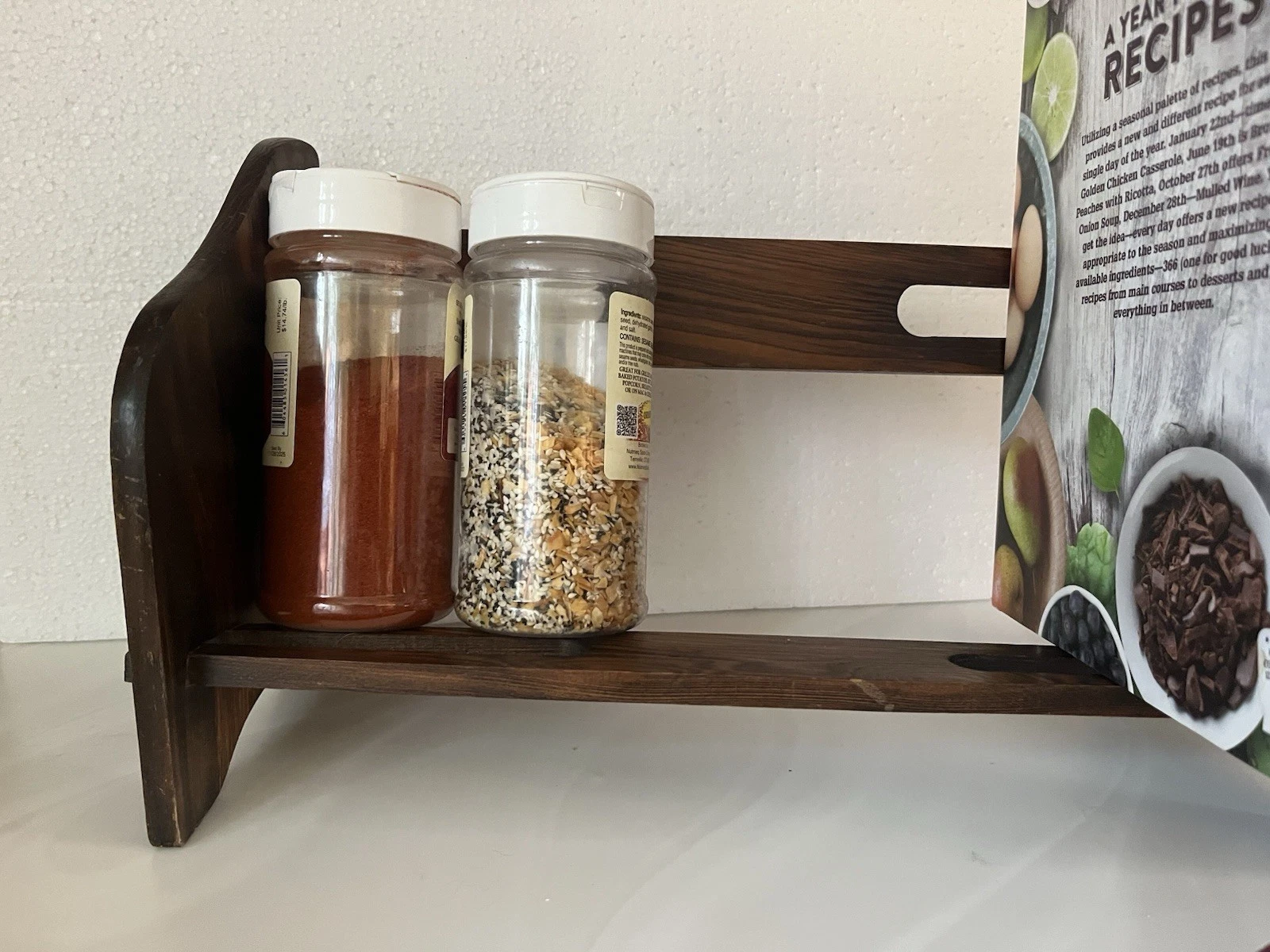 VTG Wood Countertop Shelf Spice Rack Cook Books Approx 15”long 8” Tall 6.5” Wide