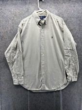 Ralph Lauren Shirt Mens Large Beige Button Down Blaire Oxford Twill Vintage