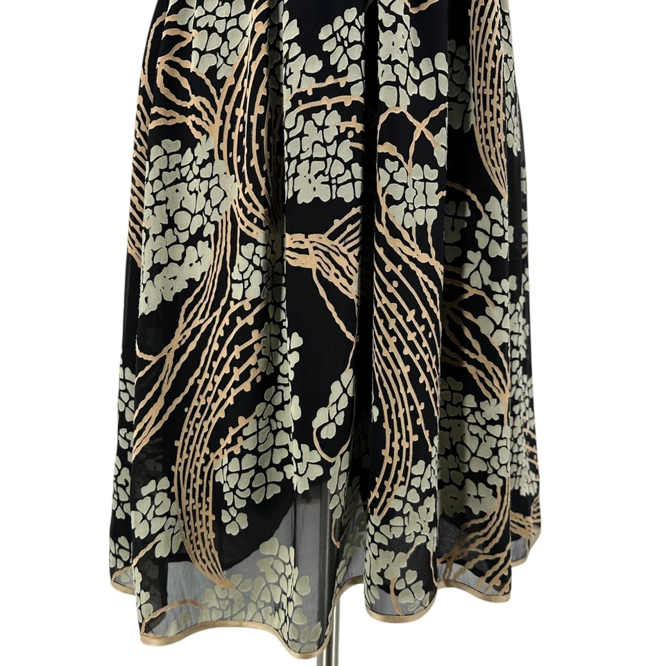 Vestido mediano vintage Arden B para mujer seda rayón floral negro cóctel fiesta Y2K Foto 3 de 4