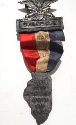 GREAT 1925 GAR Delegate ILL. State Encampment Aurora ILL. Medal L@@K!!!