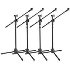 4pcs Microphone Boom Stand Dual Mic Clip Folding Arm Tripod Height Adjust Holder