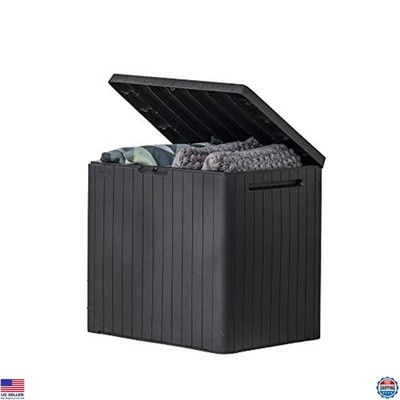 30 Gallon Resin Outdoor Storage Box & Patio Side Table, Dark Grey