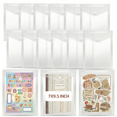 #ad Sticker Organizer Clear Plastic Envelopes with Snap 12 Pack Waterproof and ... $25.27