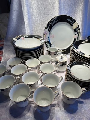 MIKASA FINE CHINA L9050 CHARISMA BLACK JAPAN SVC FOR  12 LOCAL PICKUP ONLY