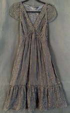 Vtg BCBG Black  Gold Silk Cap Sleeve Babydoll Witchy Fairy Whimsygoth Dress -S