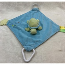 Stephan Baby Sea Turtle Lovey Security Blanket Teether Green Blue Orange Stripes