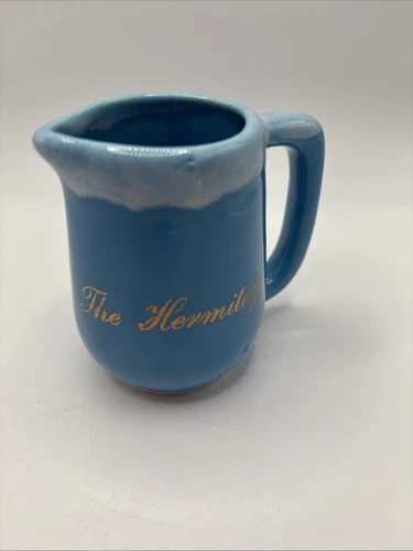 small drip pottery souvenir creamer, The Hermitage, Nashville Tennessee Blue