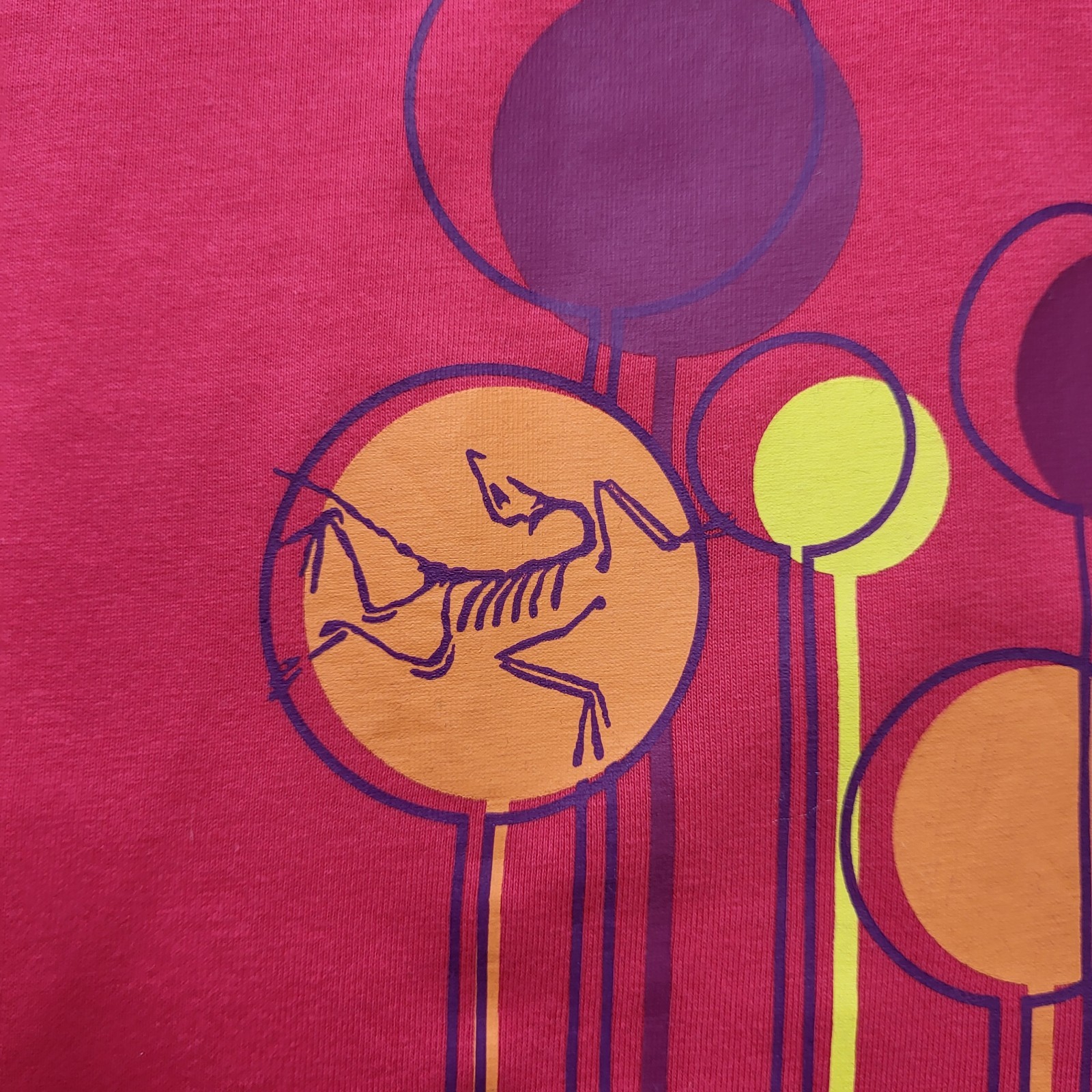 Arc'teryx T Shirt Donna Rosa Media Cotone Stampa Fiori Logo Fossile