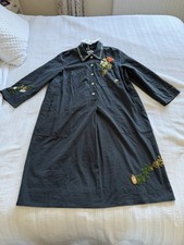 Toast Slate Floral Hand Embroidered Collared Dress Size 14 GENEROUS Pockets BNWT