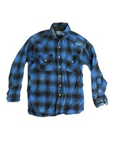 VTG Pendleton Wool Pearl Snap Blue Plaid USA ...