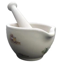 Edwardian Kitchen Garden Ansley Mortar And Pestle Cream Ceramic Stone Ware