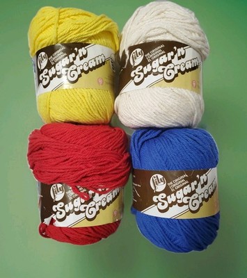 Sugar'n Cream 100% Cotton Including Red, Sunshine, Dazzle Blue & Ecru NEW 