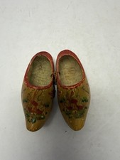 Dutch Vintage Wooden Shoes Carved Painted Handmade From Holland Mini