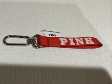NWT Victoria's Secret Pink Keychain Wristlet Strap Red/White with "PINK" LOGO