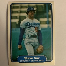 1982 Fleer Los Angeles Dodgers - Steve Sax #21 Rookie Baseball Card. rookie card picture
