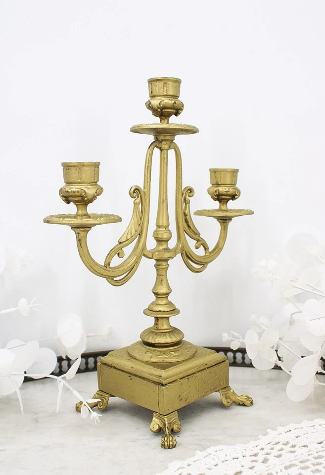 Chandelier ancien doré de style baroque - Photo 2/4