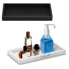 2 Packs 7.87''/20 CM Silicone Black Bathroom Tray Organizer, Rectangle Marble...