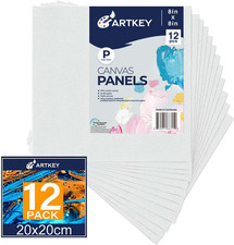 Canvas Panels 8X8 Inch 12-Pack, 10 Oz Primed 100 Cotton White Blank Canvases fo