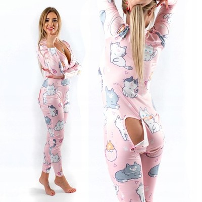 DAMEN-PYJAMAS, VALENTINSTAGSGESCHENK FÜR EIN MÄDCHEN, KATZEN-JUMPSUIT, L