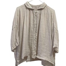 Nest Robe Linen Gauze Loose Square Shirt Beige Used -Shipping from Japan
