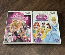 Wii Games Lot Barbie Groom & Glam Pups Disney Princess My Fairytale Adventure