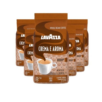 Lavazza Crema e Aroma Whole Coffee Beans 2.2 lb Pack of 6 Medium Roast