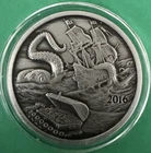 ANTIQUED 2016 FINDING SILVERBUG ISLAND #2 KRAKEN 1 oz .999 SILVER ROUND COIN