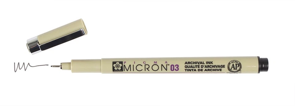 Sakura Pigma Micron 0.3mm Black Pigment Fineliners Set of 3 Marking Pens - Image 2 of 4