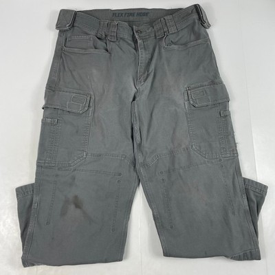Duluth Pants Mens 38 x 30 Gray Flex Fire Canvas Cargo Relaxed Workwear Utility