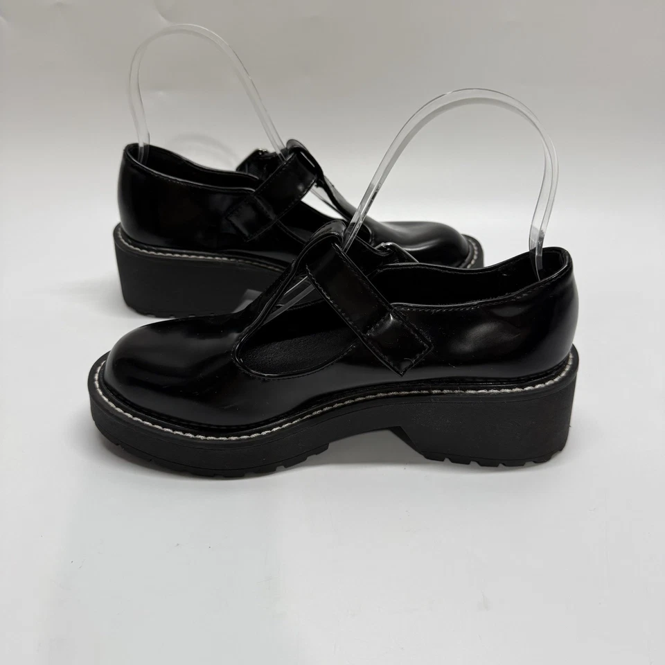 Mocasines Madden Girl Gruesos Plataforma Mary Jane Patente Talla 6 Academia Goth Emo Y2K Foto 3 de 4