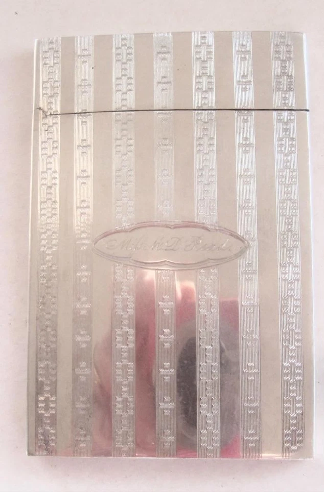 Antiguo Estuche para Tarjetas de Ley en Caja Grabado Cascada Grabado 3 x 2 x 0,25 en 44 gr Foto 4 de 4