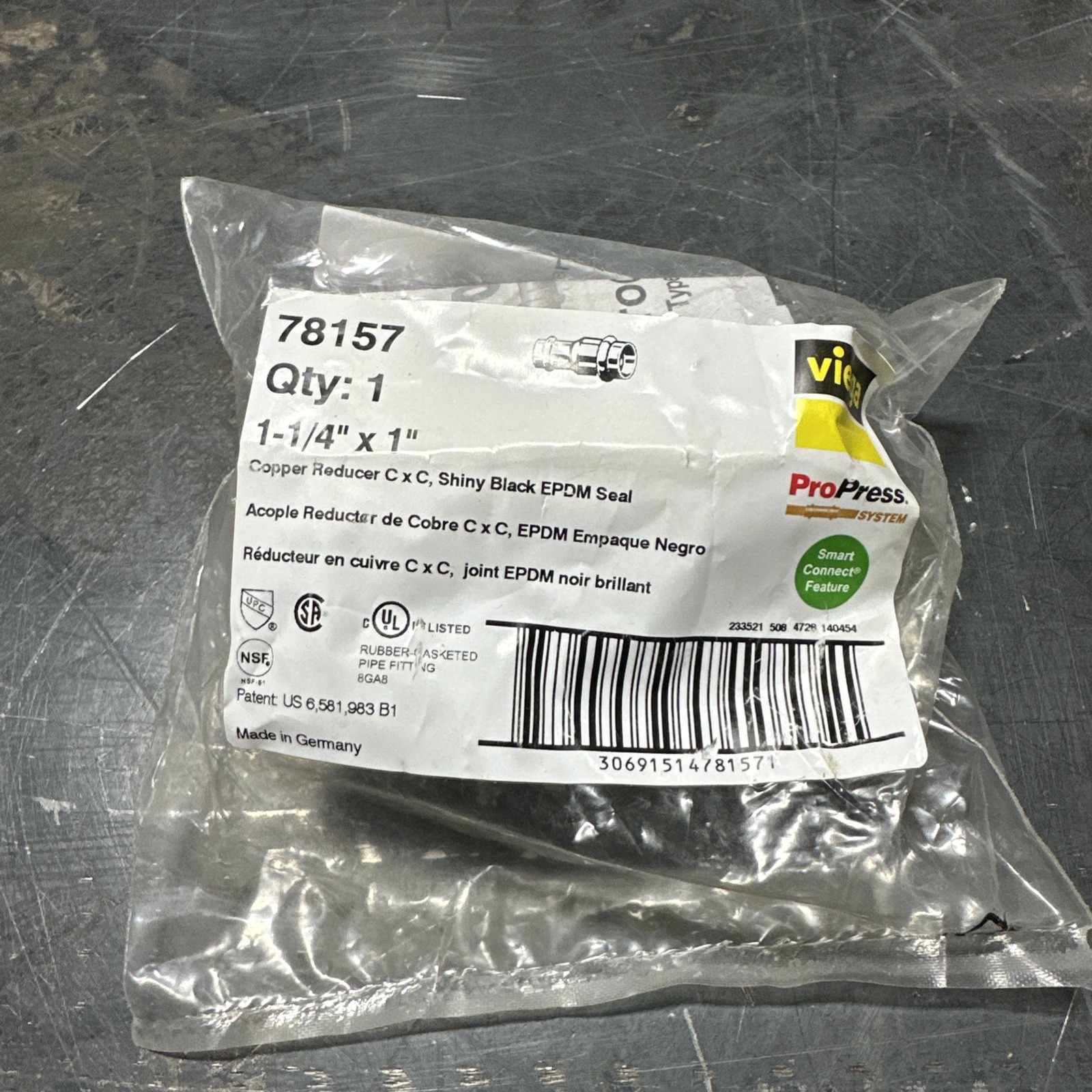 VIEGA 78157 PROPRESS COPPER REDUCER COPPER  REDUCER 1-1/4" x 1"