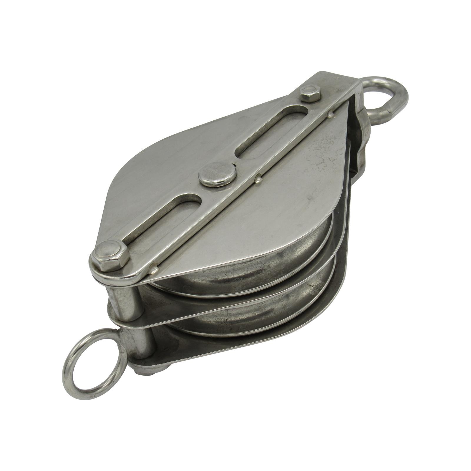 Double Pulley Block Stainless Steel 75MM (Wheel Swivel Eye Rope Becket)