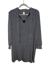 GAP Women’s Striped Navy Blue/White Tie Neck Dress Size XL