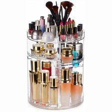 360-Degree Rotating Cosmetic Organizer   Clear Acrylic Makeup Storage Display