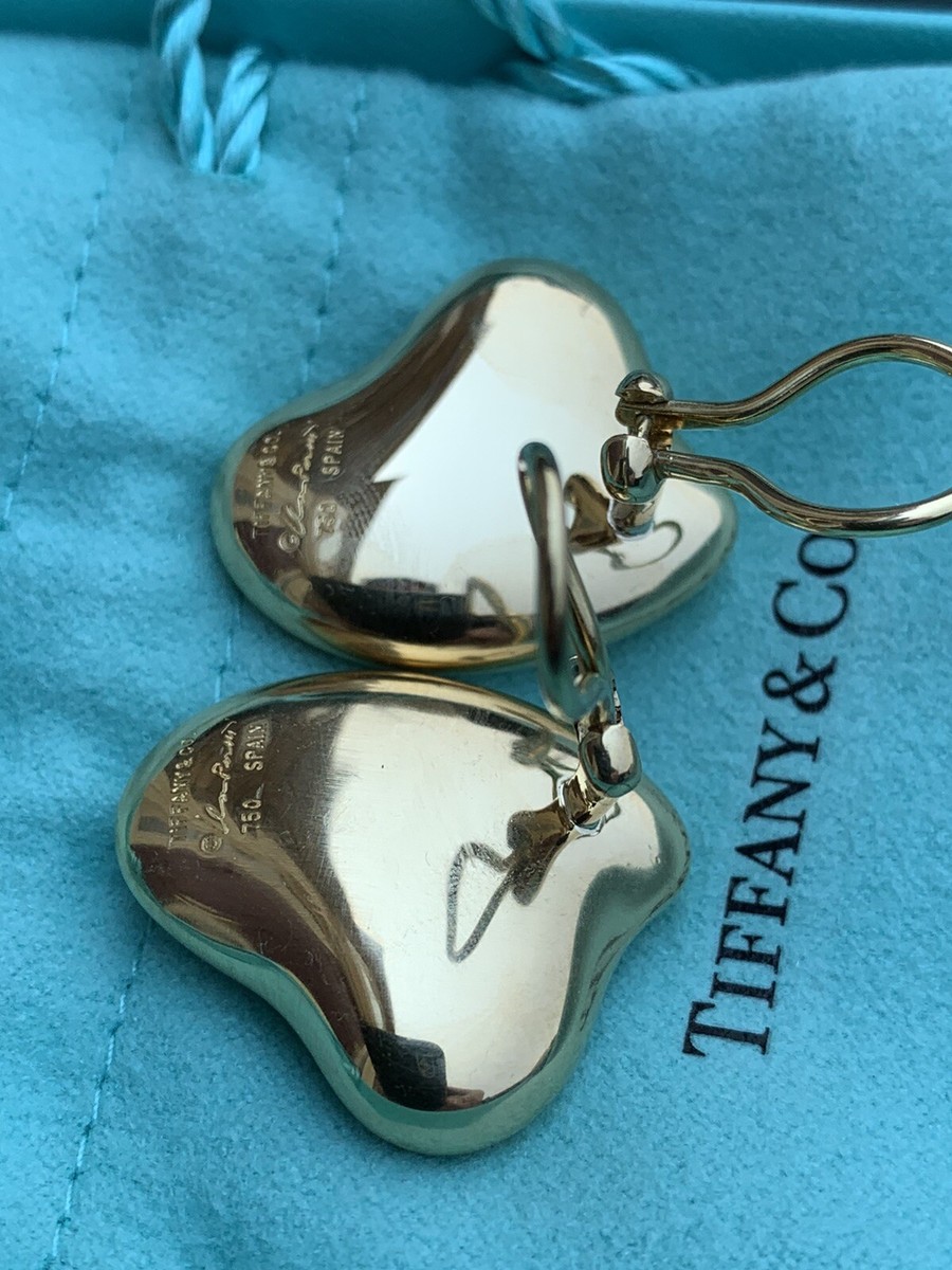 Tiffany & Co 18K Elsa Peretti Full Heart 25mm Large Earrings Clip