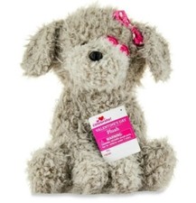 Walmart NWT Dog Plush Gray Puppy Sitting 11" Pink Bow Heart Stuffed Animal NEW