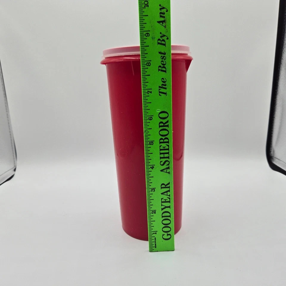 Tupperware Container 262-7 Red Bottom Clear Lid 733-7 ~ 8.5" x 3" - Image 4 of 4