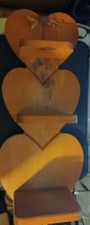 Pre-Owned Wooden Heart 3 Shelf Peg Wall Hanging Shelf 21x9x5 deep
