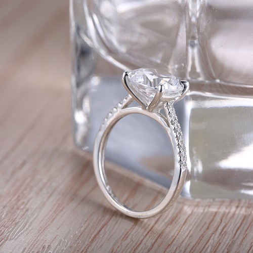 Sterling Silver 1.47ct Natural Cubic Zirconia Round 8mm Engagement Wedding Ring - Picture 6 of 7