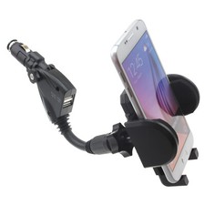 Car Mount Charger Holder DC Socket USB Port Cradle Swivel for Cell Phones