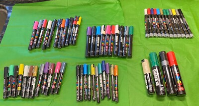 60 UNI POSCA PAINT MARKER PEN LARGE SET, 8k, 1M, 350, 5M, 17K,PC1M,PC5M NEW