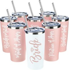Bride Gifts Bridesmaid Tumblers Set of 8, 20 oz Insulated Bride Stainless Steel