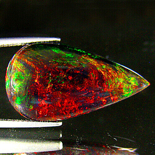 13.95Ct UNIQUE COLLECTION ! RAINBOW FLASHY CHAFF PATTERN WELO BLACK OPAL - Picture 1 of 1